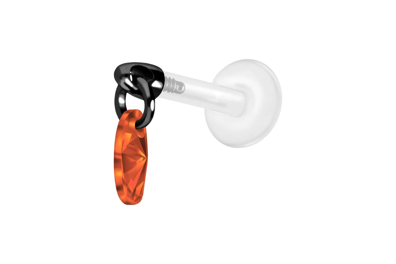 PTFE Labret Piercing mit Innengewinde + Titan-Aufsatz KRISTALLOVAL